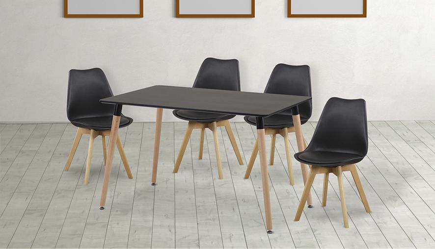 Conjunto de mesa rectangular 120 x 80 cm y 4 sillas – Dinamarca
