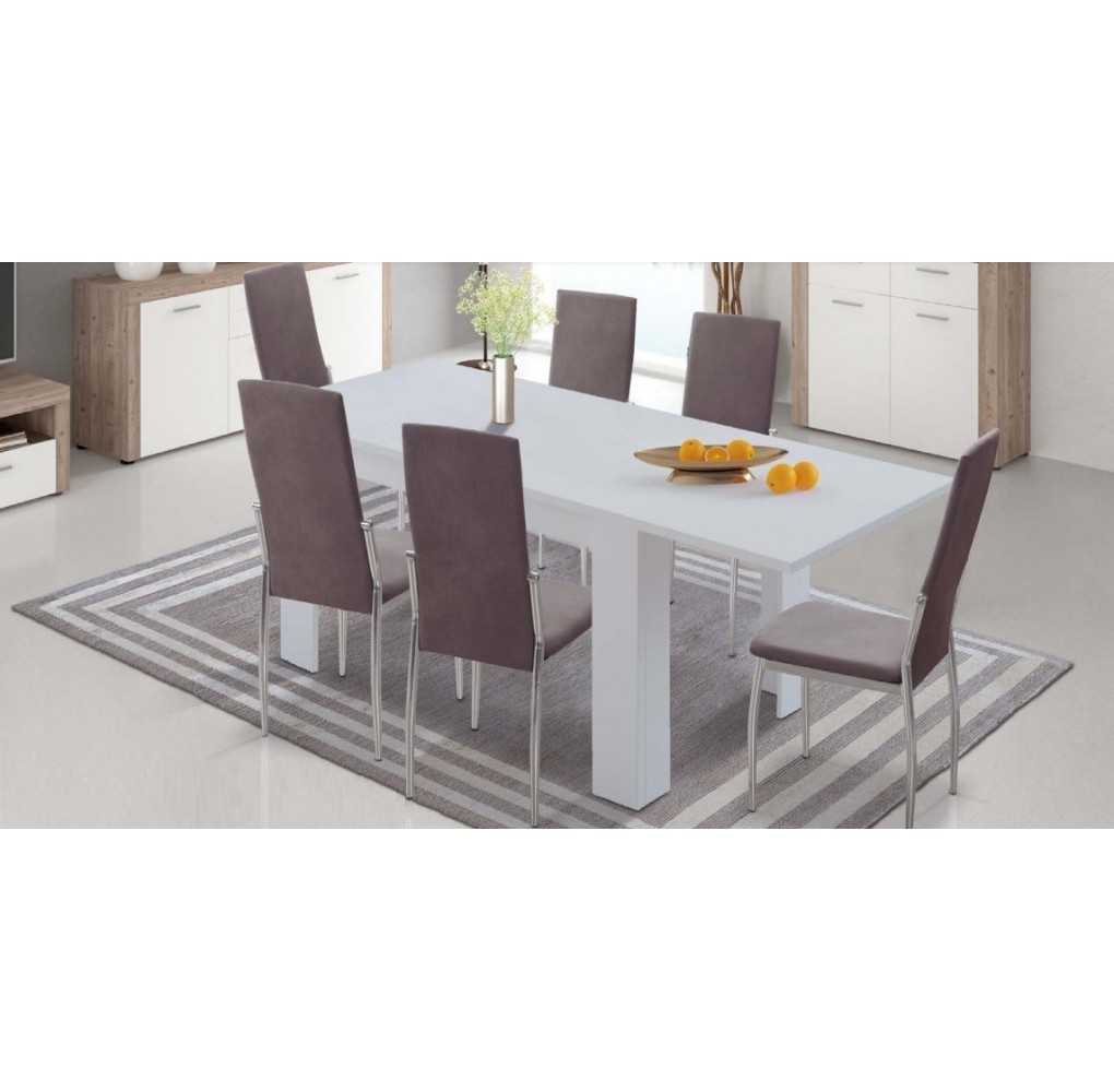 Table chromé 6 chaises grises DESIGN - Table/Chaise Moderne…