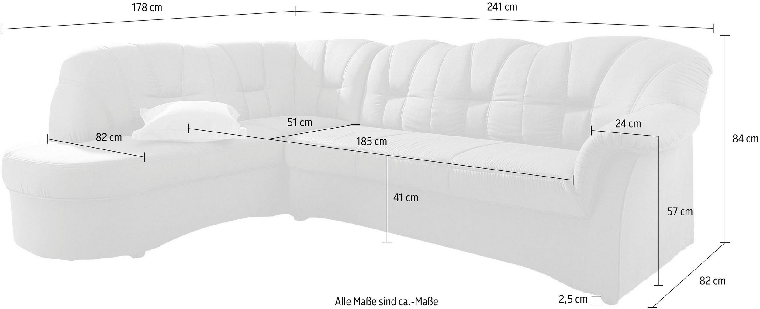 Sofa - Papenburg Artículo no. 9327102021, Naranja, Polipiel, (ancho x alto x fondo): 241 cm x 82 cm x 178 cm