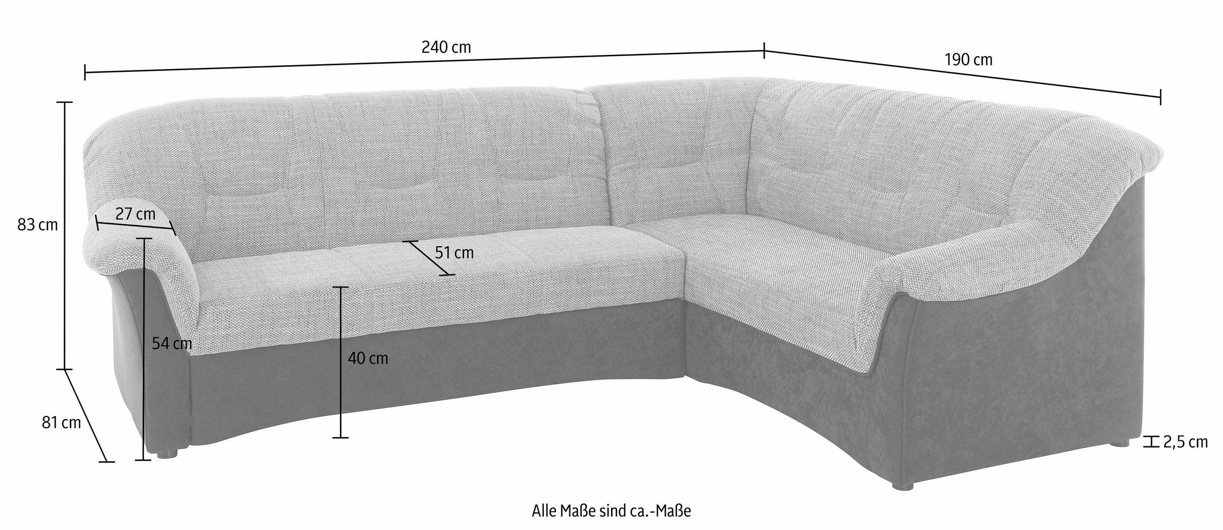 Sofá + sillon - Sarafina, Artículo no. 7855135440, ancho/fondo/alto: 240/190/83 cm