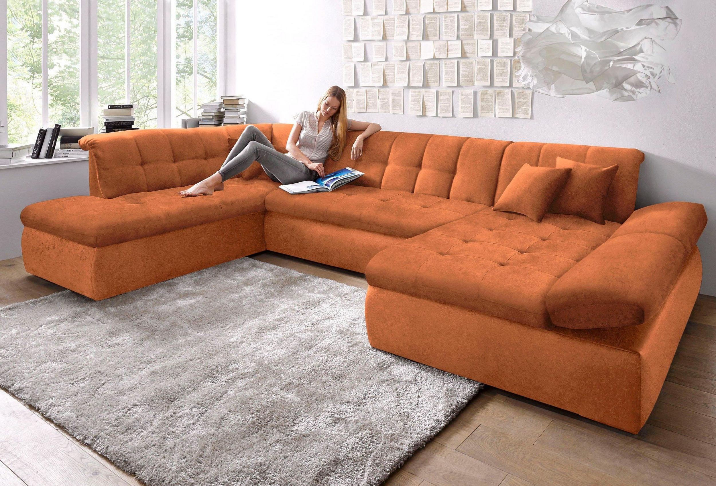 Sofa U - Moric, Naranja, Artículo no. 9690741324, ancho/fondo/alto: 353/216/80 cm