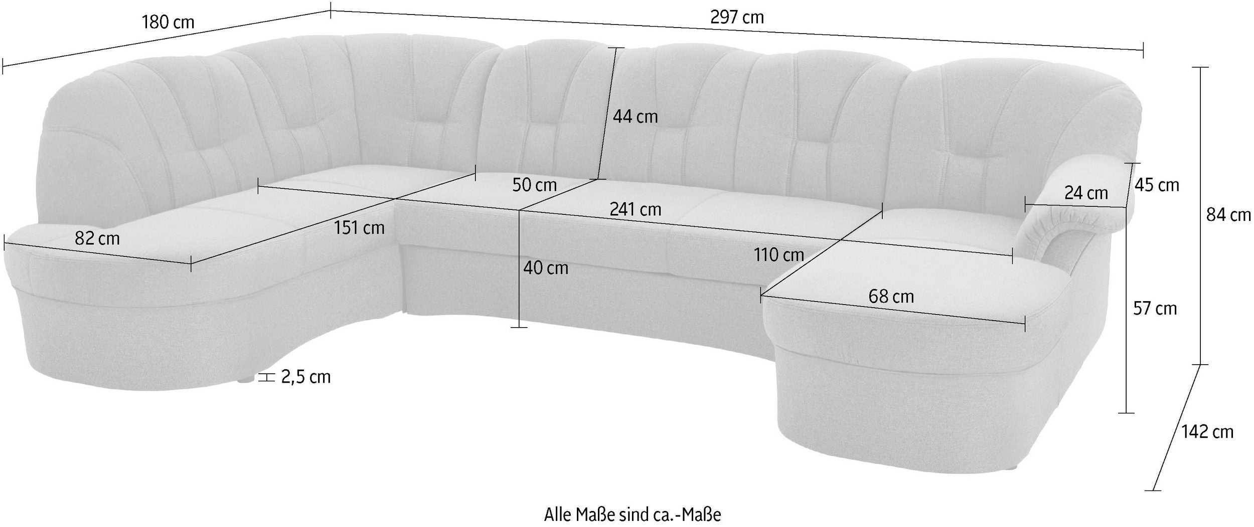 Sofa  Papenburg U Artículo No. 1998440069, Naranja, Polipiel, ancho/fondo/alto: 297/180/84 cm