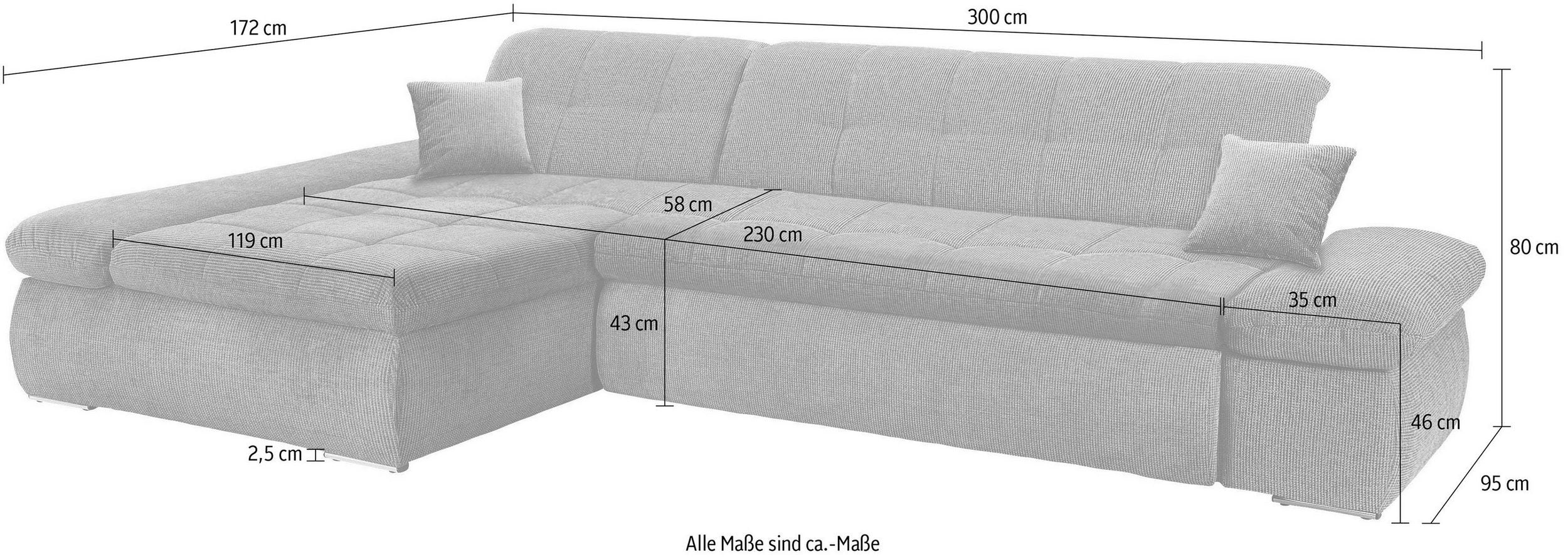 Sofá - Moric XXL, ancho/fondo/alto: 300/172/80 cm, Naranja, Artículo no. 5595890680