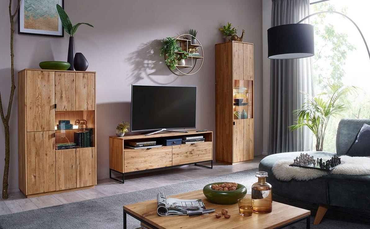 Mueble TV 150x57x40 madera maciza roble - Arezzo