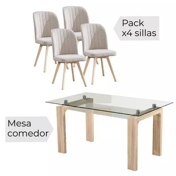 CONJUNTO MESA SENSEI + 4 SILLAS LANE