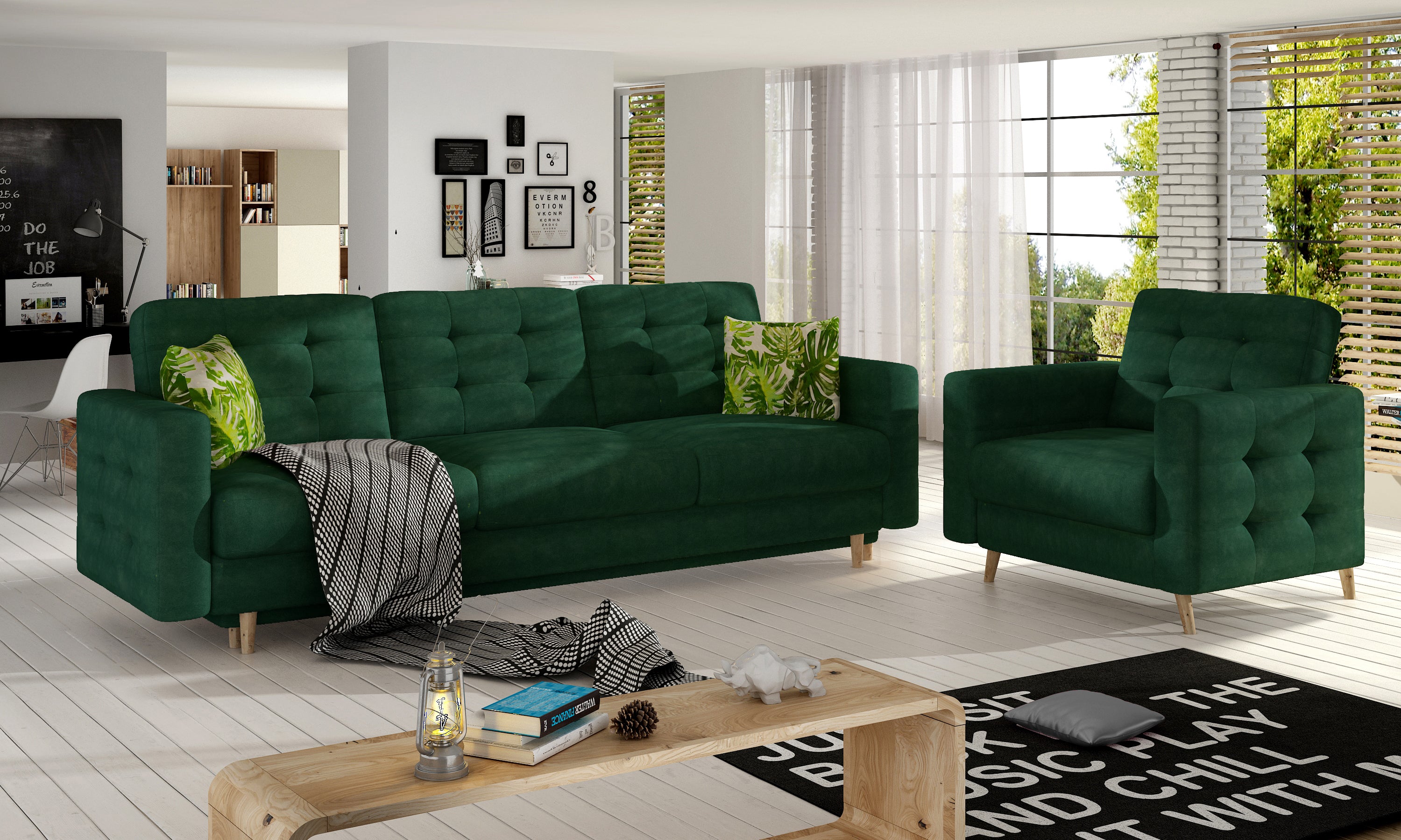 Set Asgard 3 + 1 sofa cama+sillon