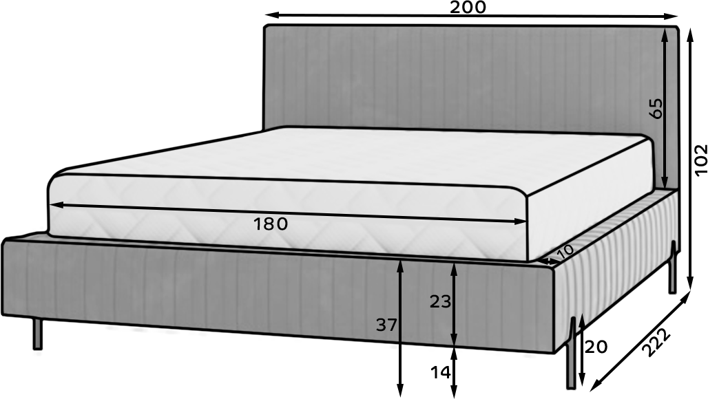 Cama + estructura de metal/elevador de gas/cajón de cama - PLISSA