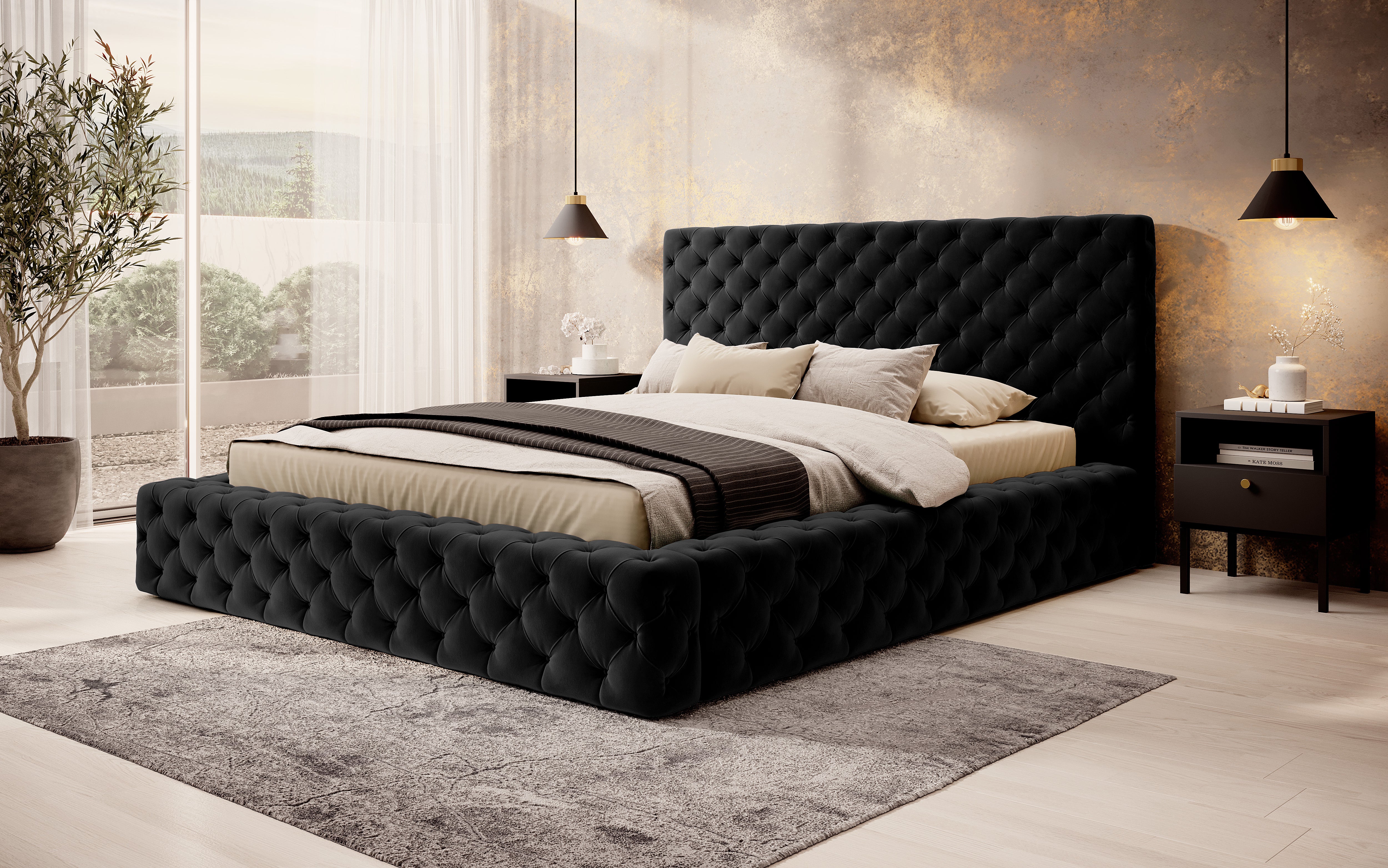 Cama Princce 160x200 OFERTA, negro, blanco, beige