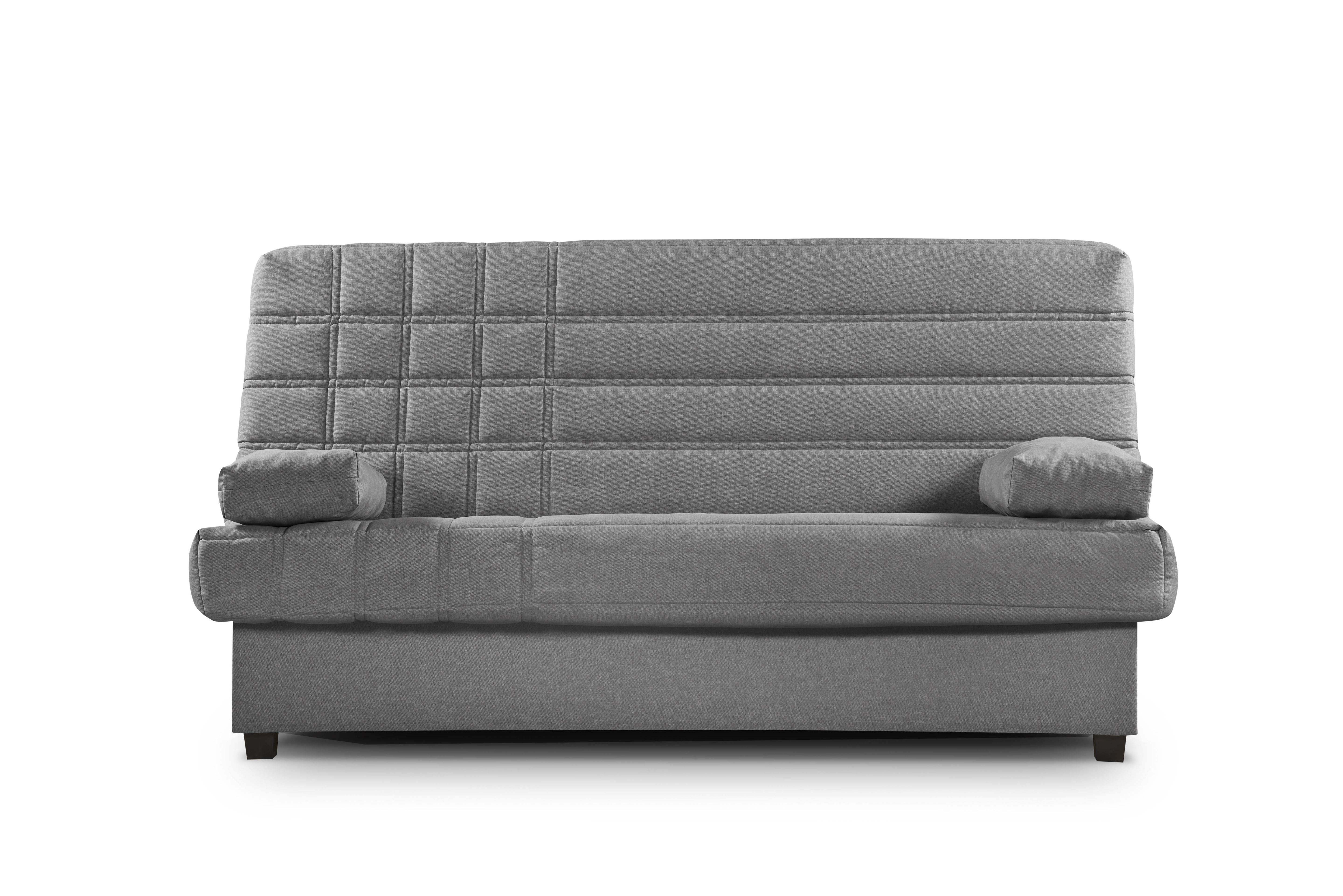 Sofá cama clic clac, tapizado en tejido color gris, funda lavable