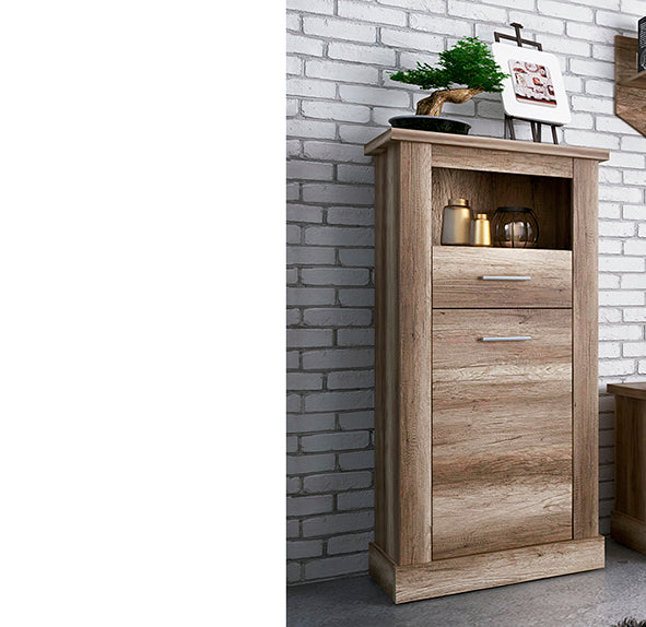 Adega efeito madeira, com porta, gaveta e furo – Chellen