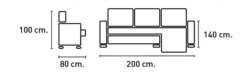 Sofá Chaise Longue económico en tela sintética reversible 3 pl – Bruselas