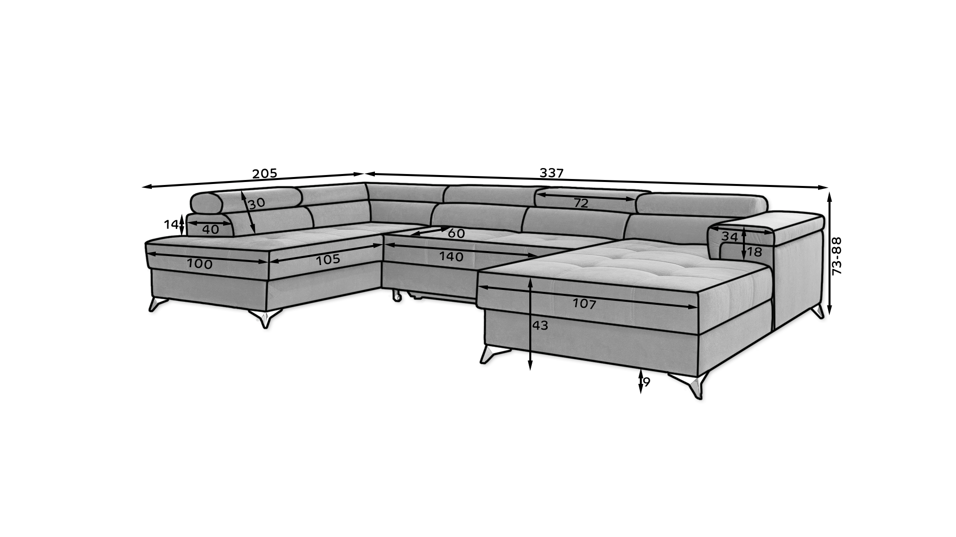 Sofa cama - Eduardo OFERTA color gris oscuro