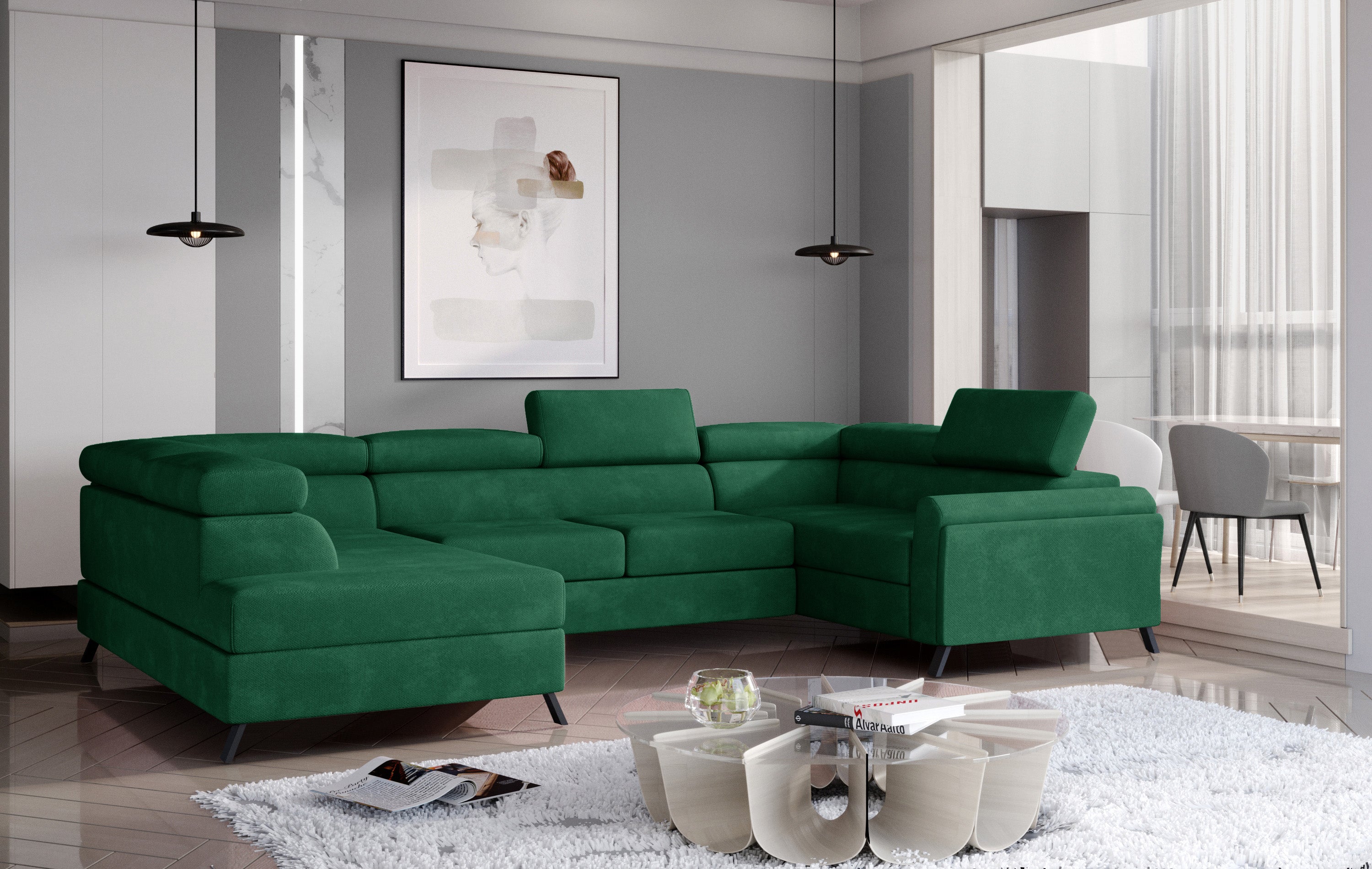 Large U-shaped sofa with bed-Escada