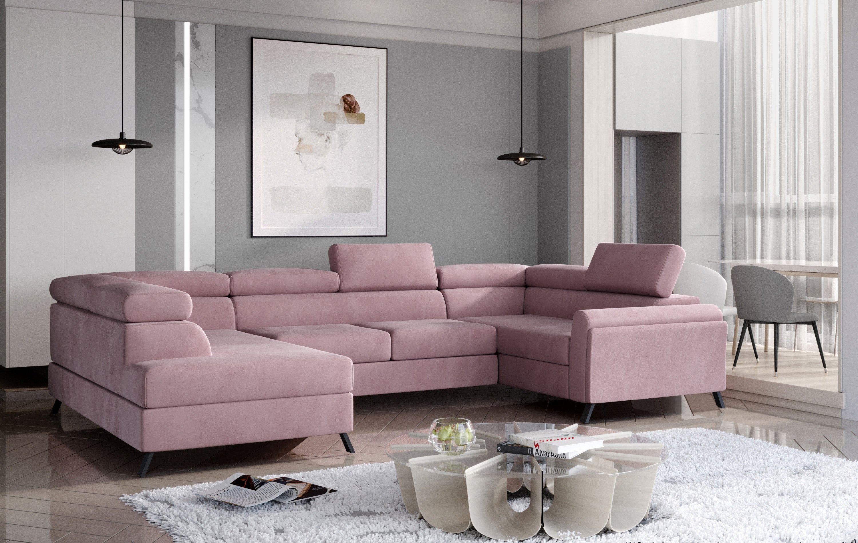 Large U-shaped sofa with bed-Escada