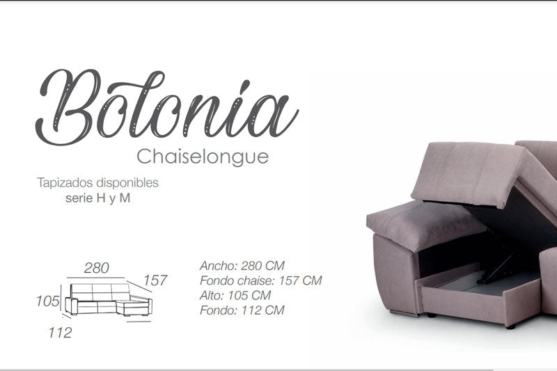 Sofá Chaise Longue con asientos deslizantes de viscoelástica - Bolonia