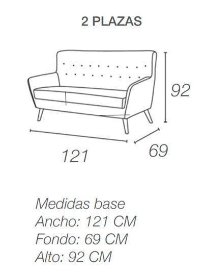 Conjunto de un sofá 2 plazas de diseño con botones y 2 sillones – Stockholm