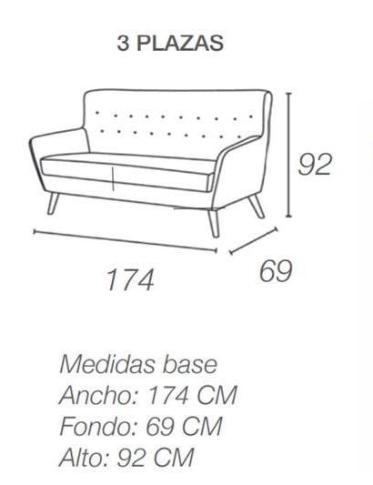 Sofá 3 plazas de diseño, respaldo con capitoné – Stockholm