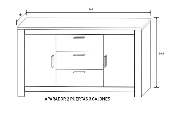 APARADOR 2P. 3 CAJONES - RONCAL