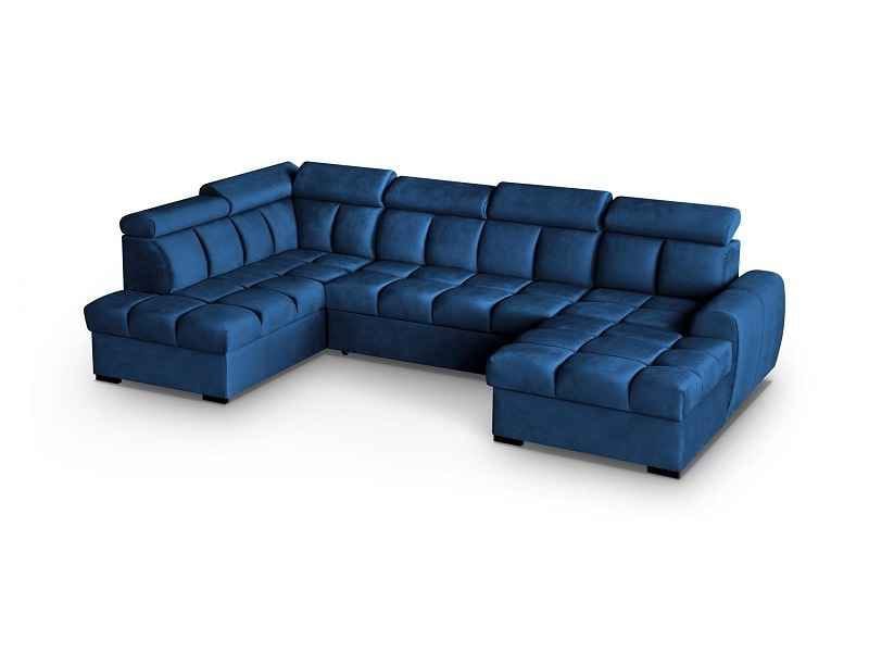 Sofá moderno em forma de U (2 chaiselongs) com cama e baú - Gomez