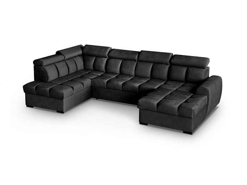 Canapé en U moderne (2 chaiselongs) avec lit et poitrine-Gomez