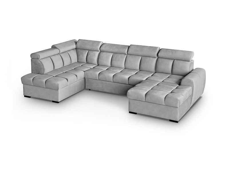 Modern U-shaped sofa (2 chaiselongs) with bed and chest - Gomez