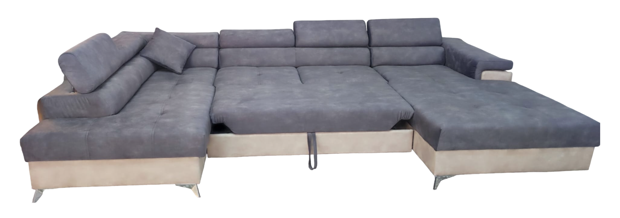 Sofá cama en forma de U - Eduardo COLOR GRIS OSCURO/BEIGE