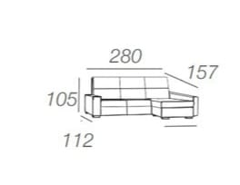 Sofá Chaise Longue con asientos deslizantes de viscoelástica - Bolonia