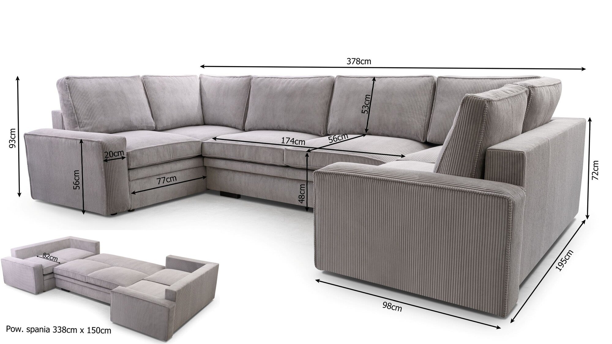 Sofa cama U con arcon - TOLEDO