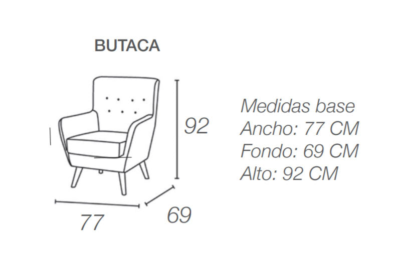 Conjunto de um sofá de 2 lugares com botões e 2 poltronas - Estocolmo 