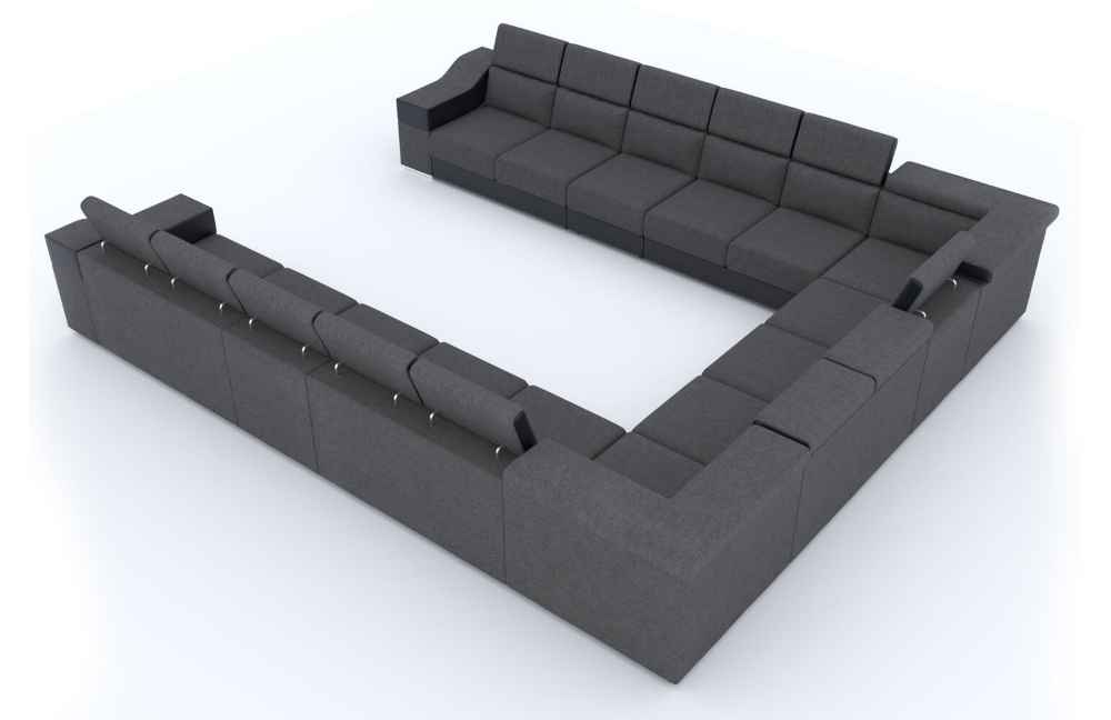 Corner Sofa with High Headrest and Backrest, 15 pl - Eva