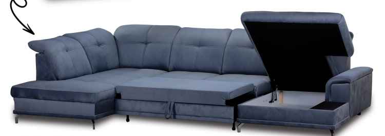 Modern U-shaped sofa with bed - BRITTA