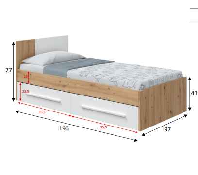 Bed with head and two drawers-Ambient