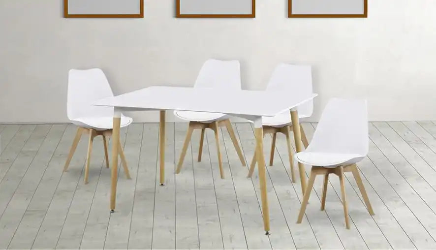 Conjunt de taula rectangular 130 x 80 cm i 4 cadires – Dinamarca