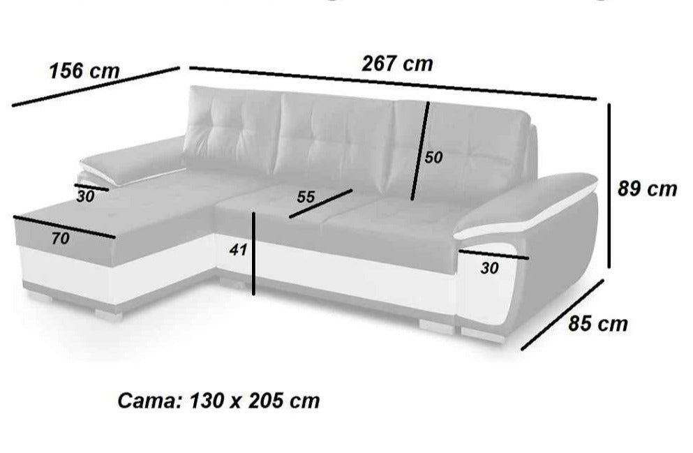 Sofá cama chaise longue reversible – Nestor