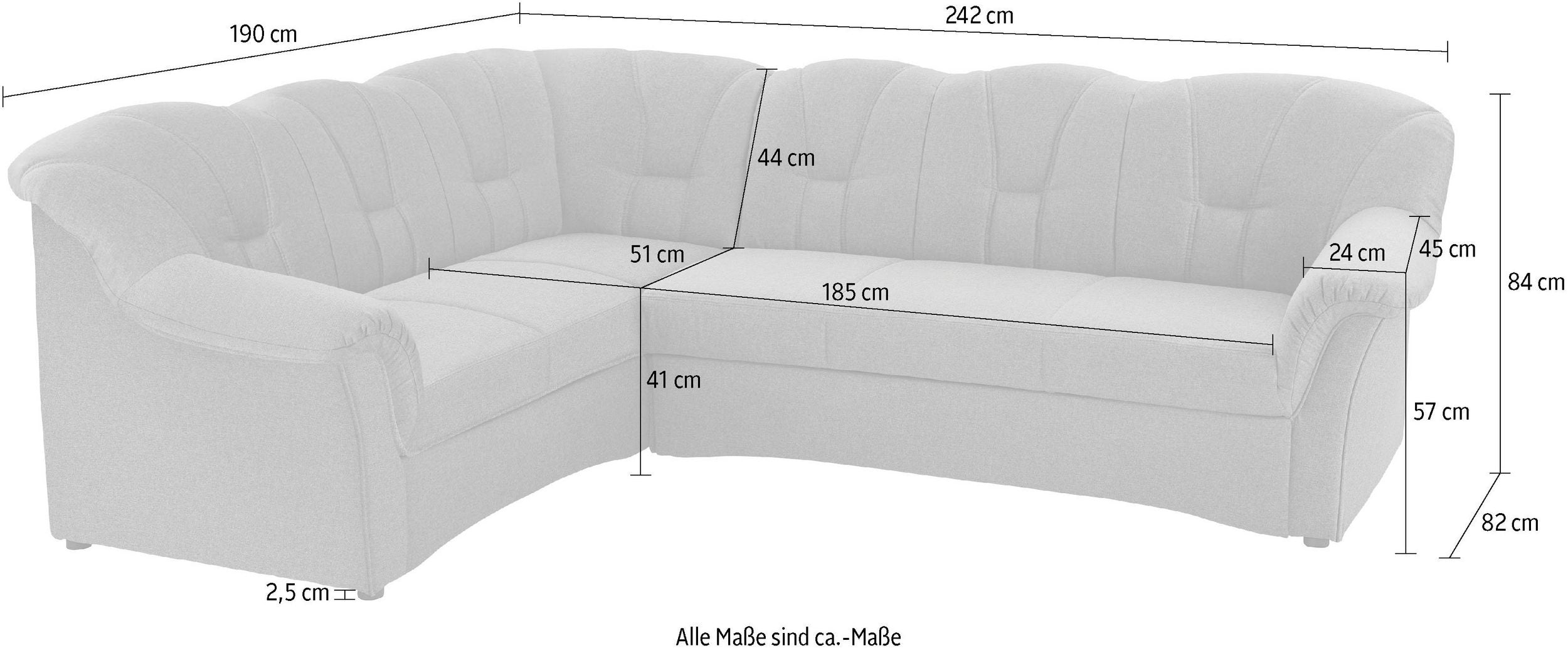 Sofa -  Papenburg ancho/fondo/alto: 242/190/84 cm, Artículo no. 9323424790