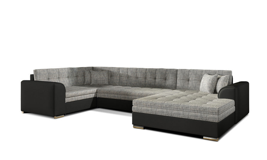 Sofa cama + arcon - Damario OFERTA, Gris / Negro - Tela / Polipiel