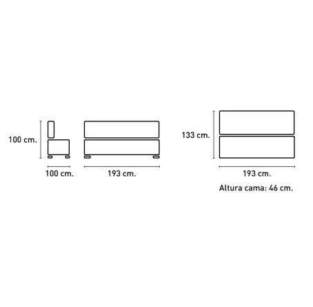 Sofá Cama con Arcón Tapa Gold 193cm - Terra