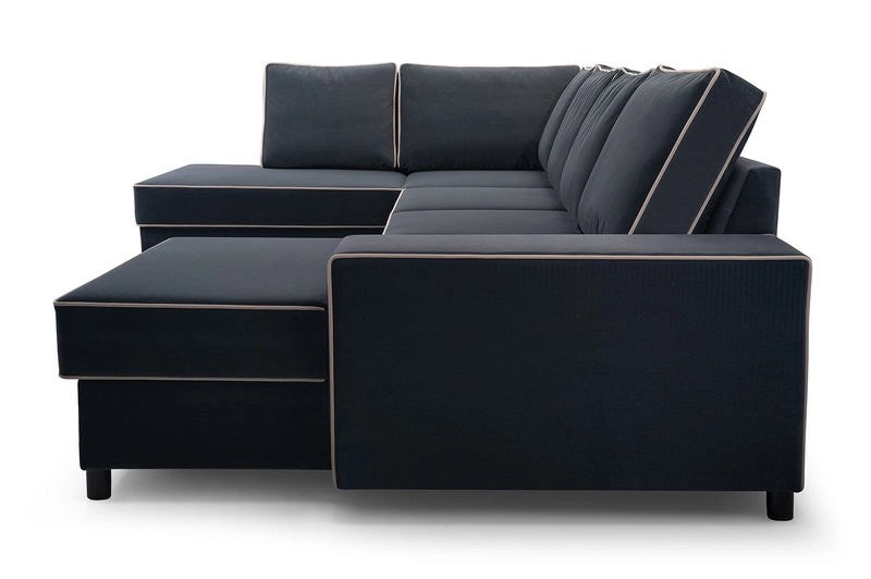 Sofá en U moderno (2 chaiselongs) con cama y arcón – OXANA