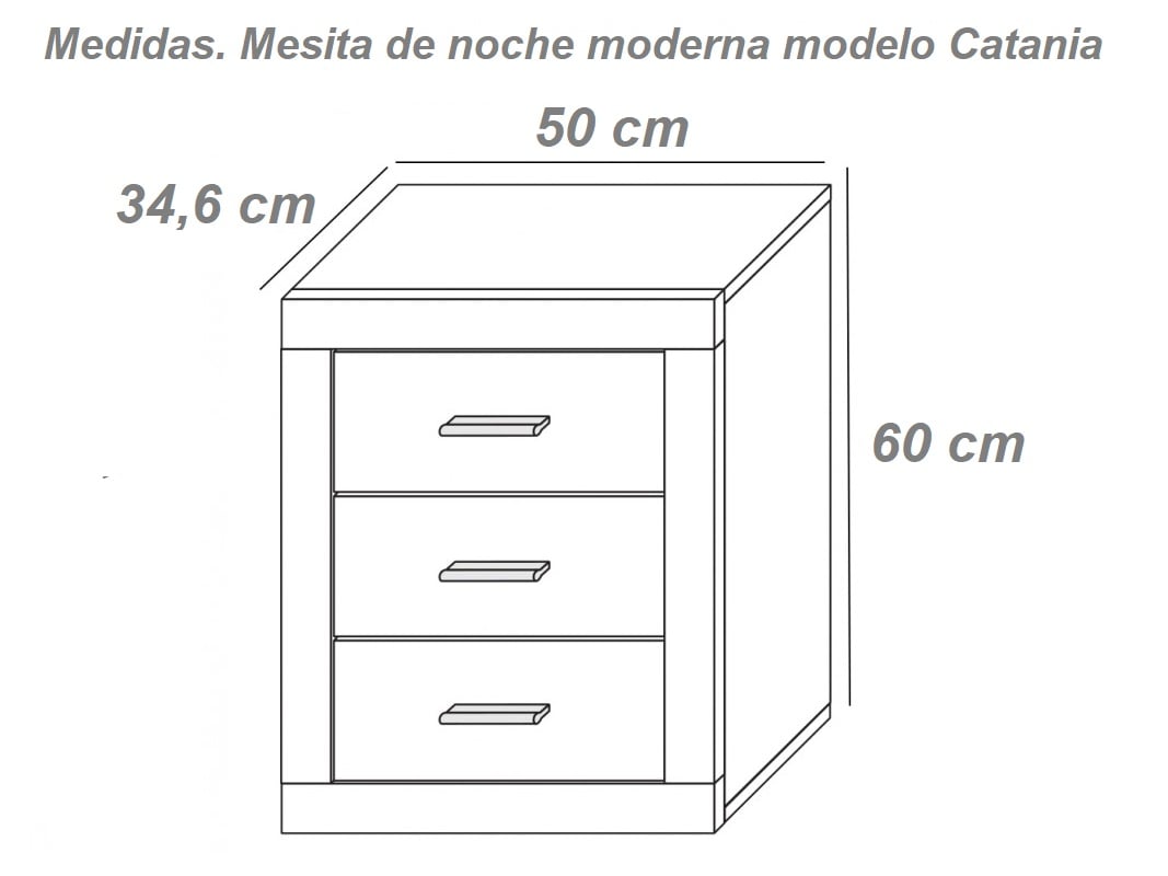 Mesa de cabeceira moderna, 3 gavetas - Lara