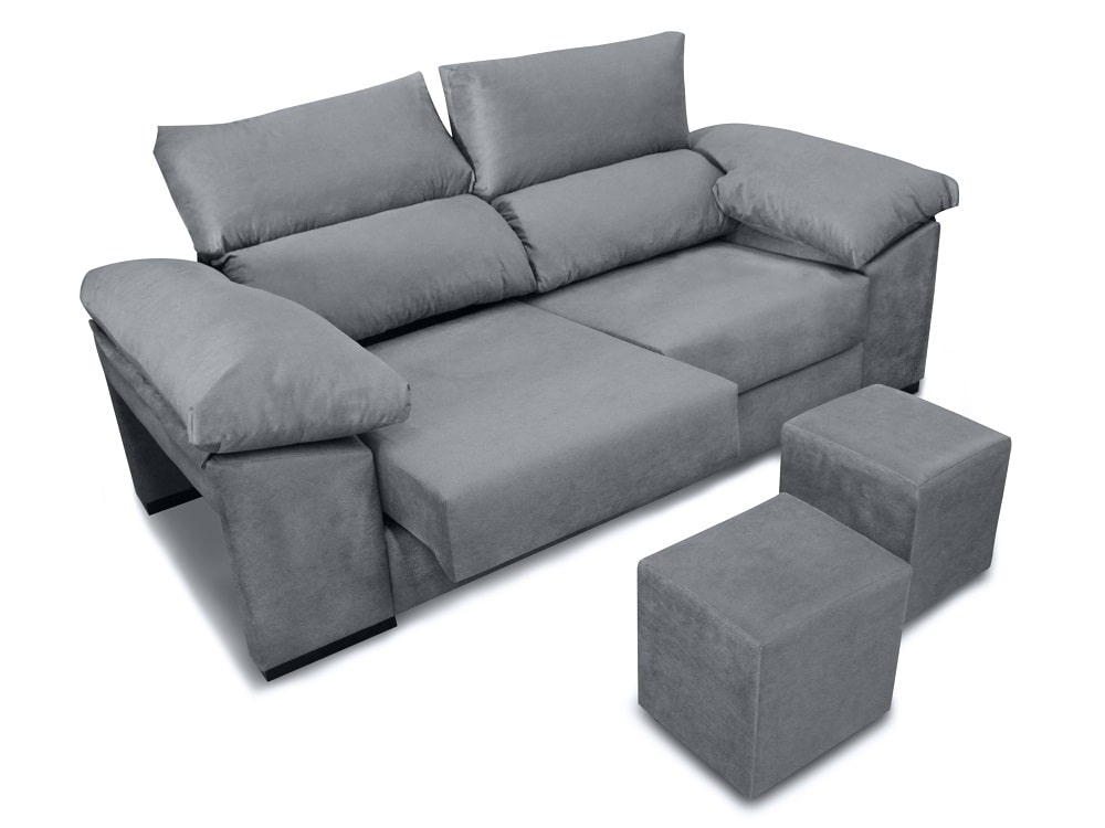 Conjunt de sofàs 3+2, seients lliscants, respatllers reclinables i 4 pufs – Toledo