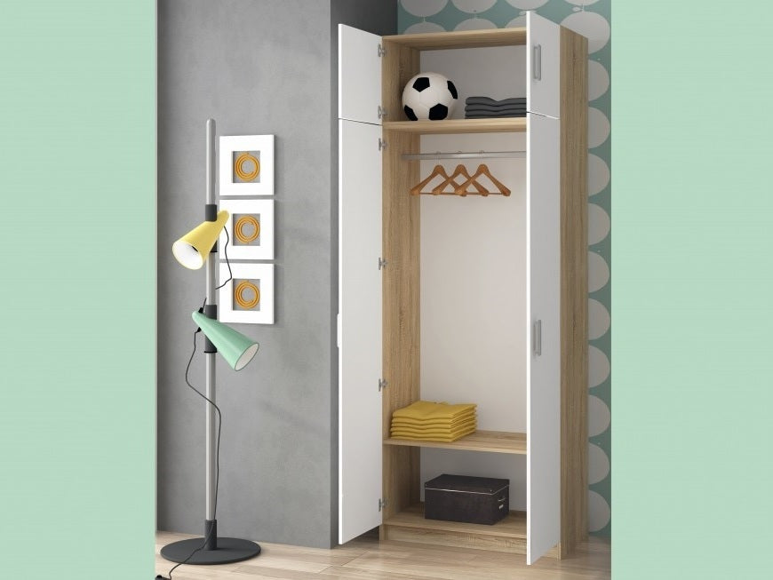 Dormitorio individual: cama nido compacta, armario, escritorio, 3 estantes  - Champion 05 - Don Baraton: tienda de sofás, colchones y muebles