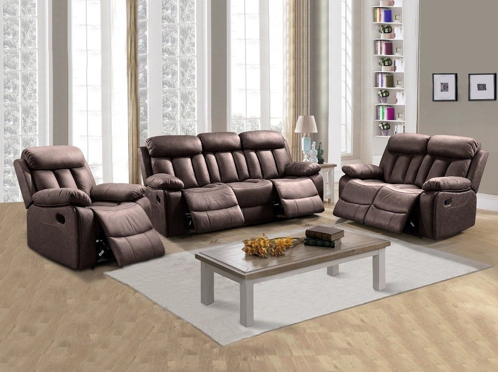 Sofá relax de tres plazas en color marrón