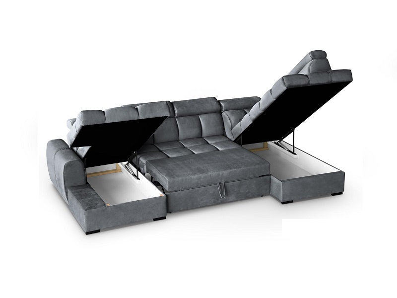 Arcones colocados para el sofá cama en forma de U