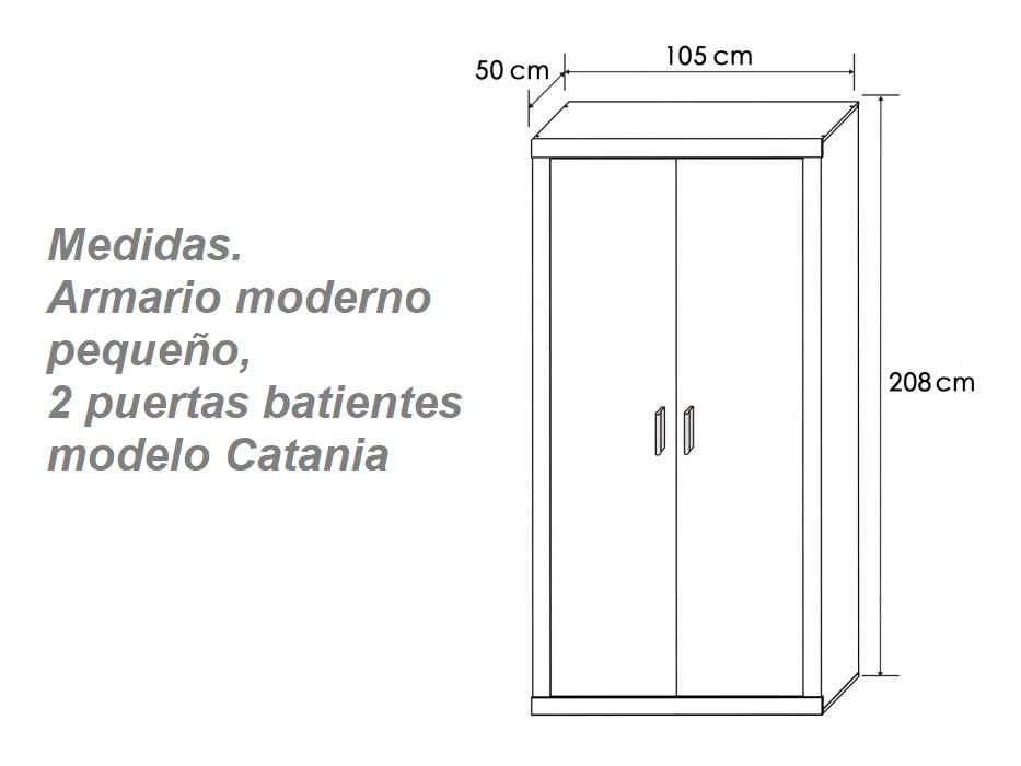 Armario moderno pequeño, 2 puertas batientes - Lara