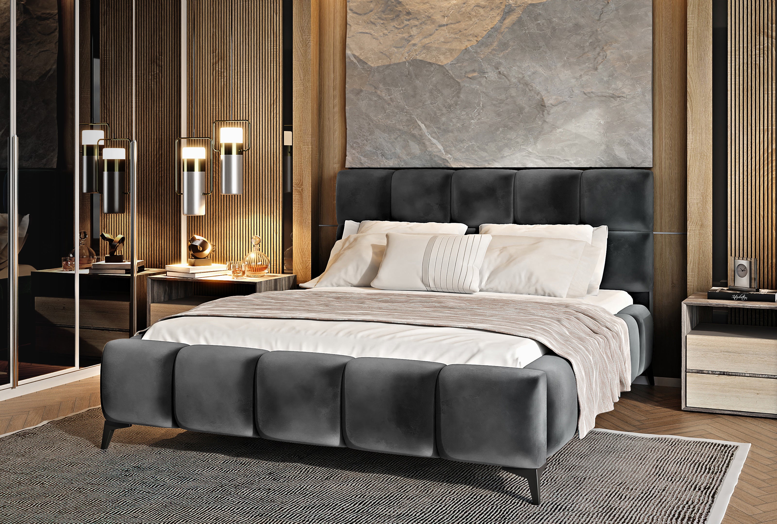 Upholstered Bed With Container-MIST