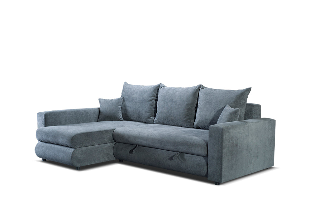 Sofá moderno chaise longue con cama y dos arcones - Benito