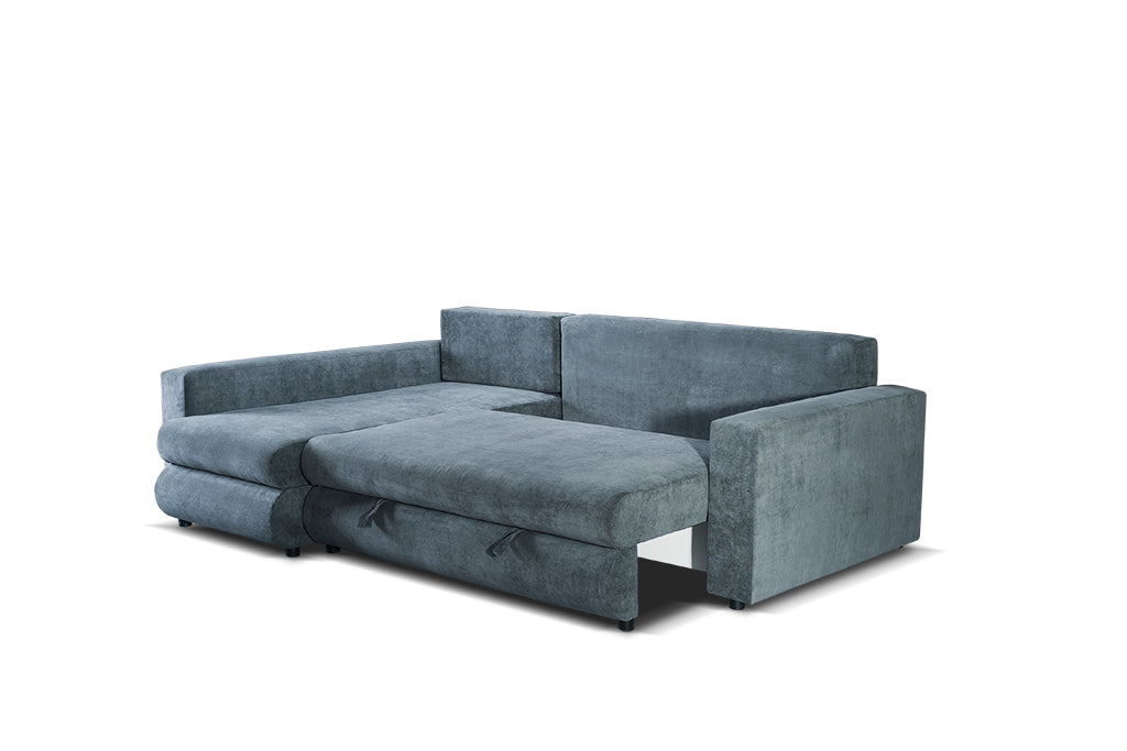 Sofá moderno chaise longue con cama y dos arcones - Benito