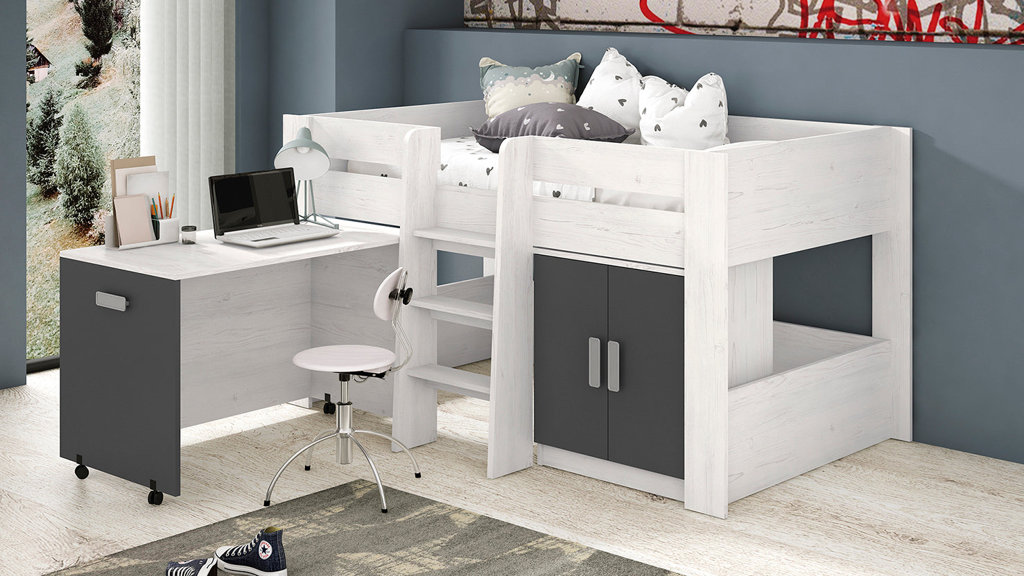 BLOCK BED WITH STUDY TABLE - DONALD AMBIENTE 42