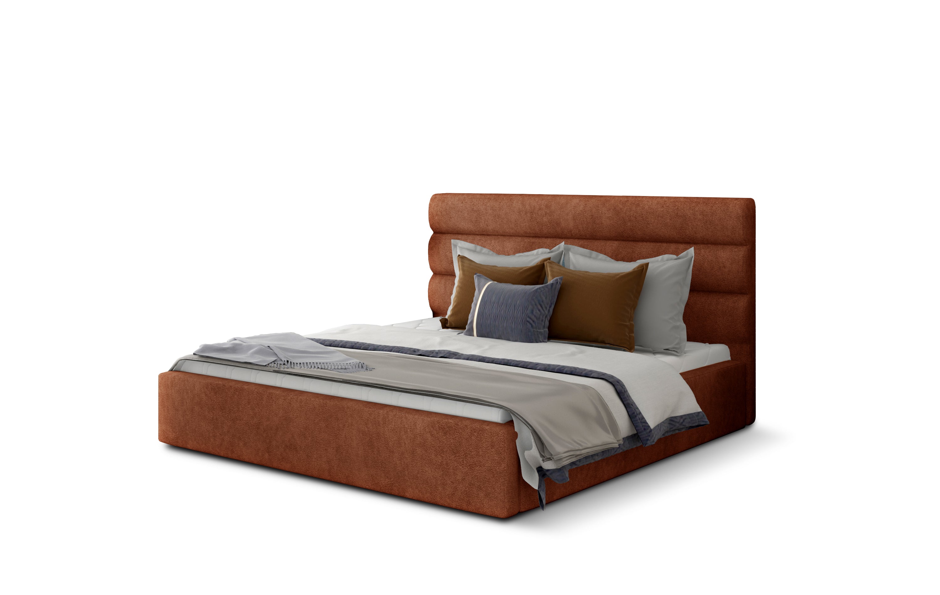 Upholstered Bed With Container-Caramel