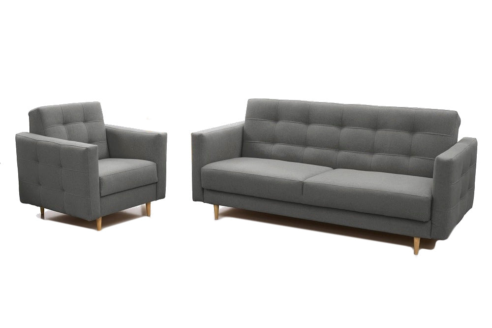 Conjunt estil escandinau d´un sofà llit i una butaca – LATIKA